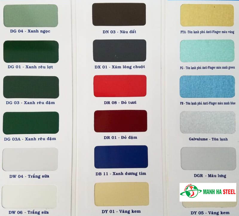 Bảng Báo Giá Tôn lạnh màu