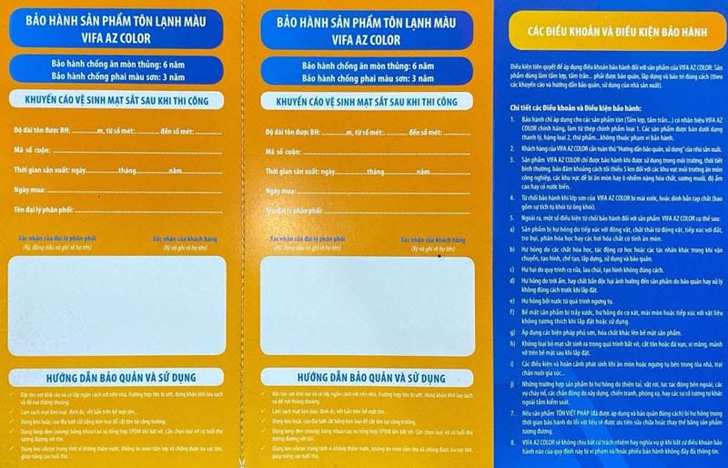 Bảng Báo Giá Tôn Việt Pháp