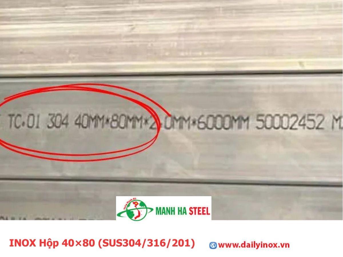 Bảng Báo Giá INOX Hộp 40×80 (SUS304/316/201)
