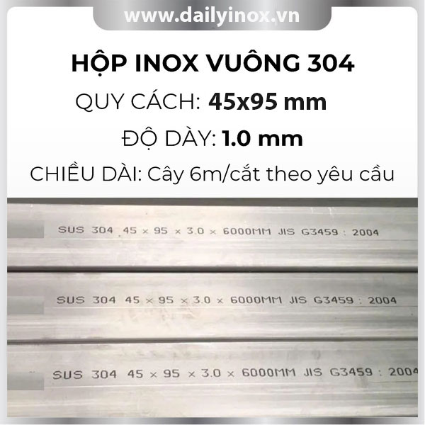 Hộp inox chữ nhật trang trí 45x95