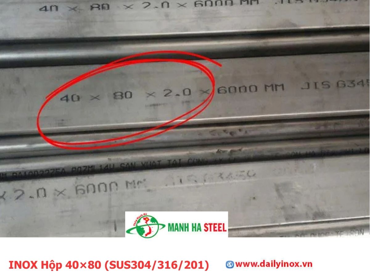 Bảng Báo Giá INOX Hộp 40×80 (SUS304/316/201)