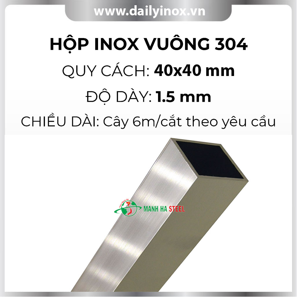 Hộp inox vuông trang trí 40x40
