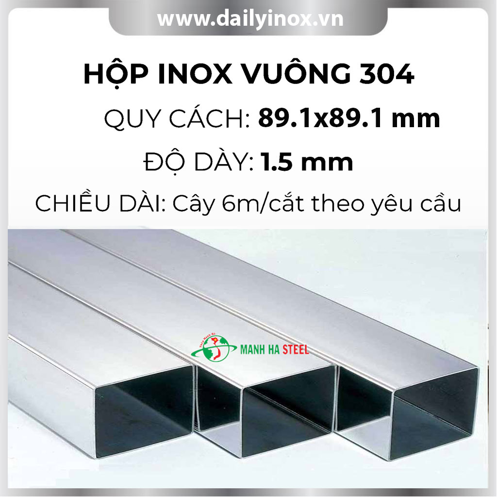 Hộp inox vuông trang trí 89.1x89.1