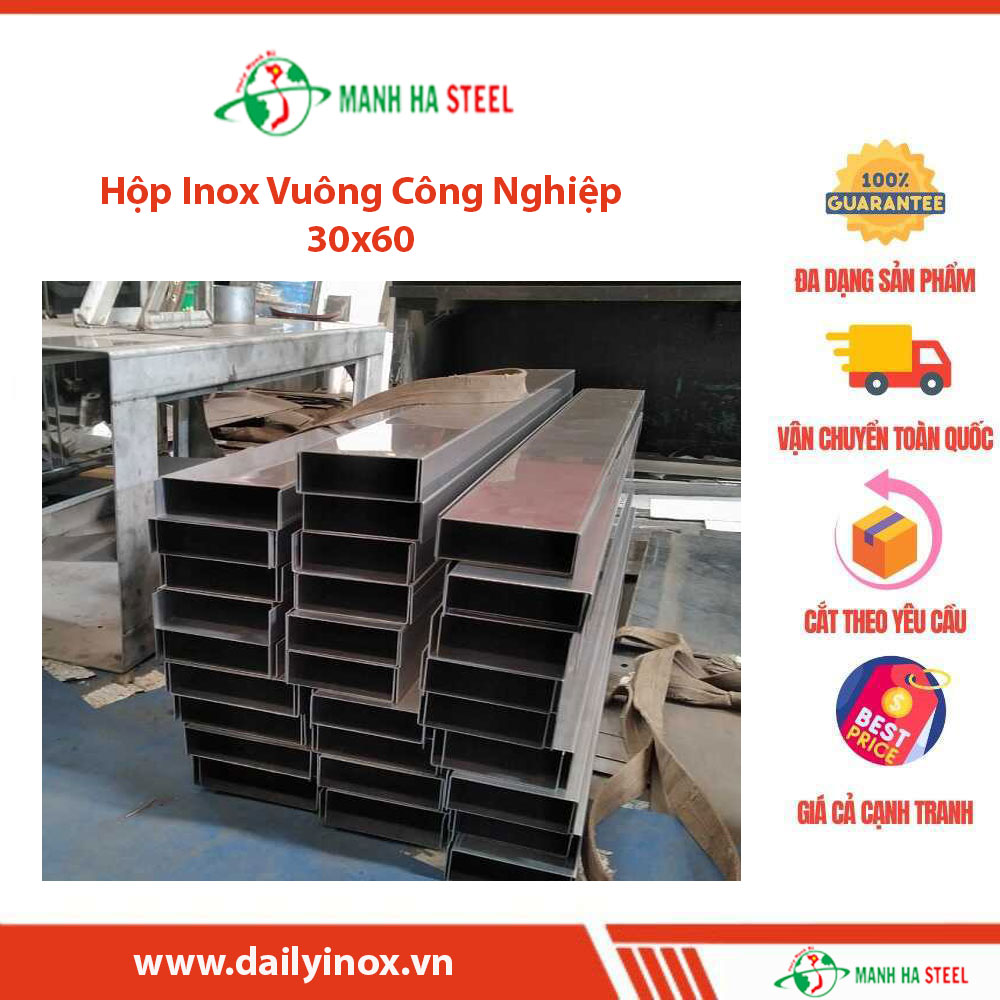 Hộp Inox Chữ Nhật Trung Quốc 30x60 - Đại Lý Inox Mạnh Hà Và Bảng Giá Chi Tiết