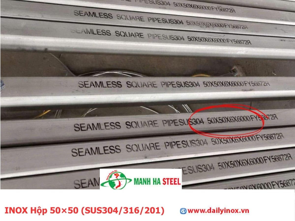 Bảng Báo Giá INOX Hộp 50×50 (SUS304/316/201)