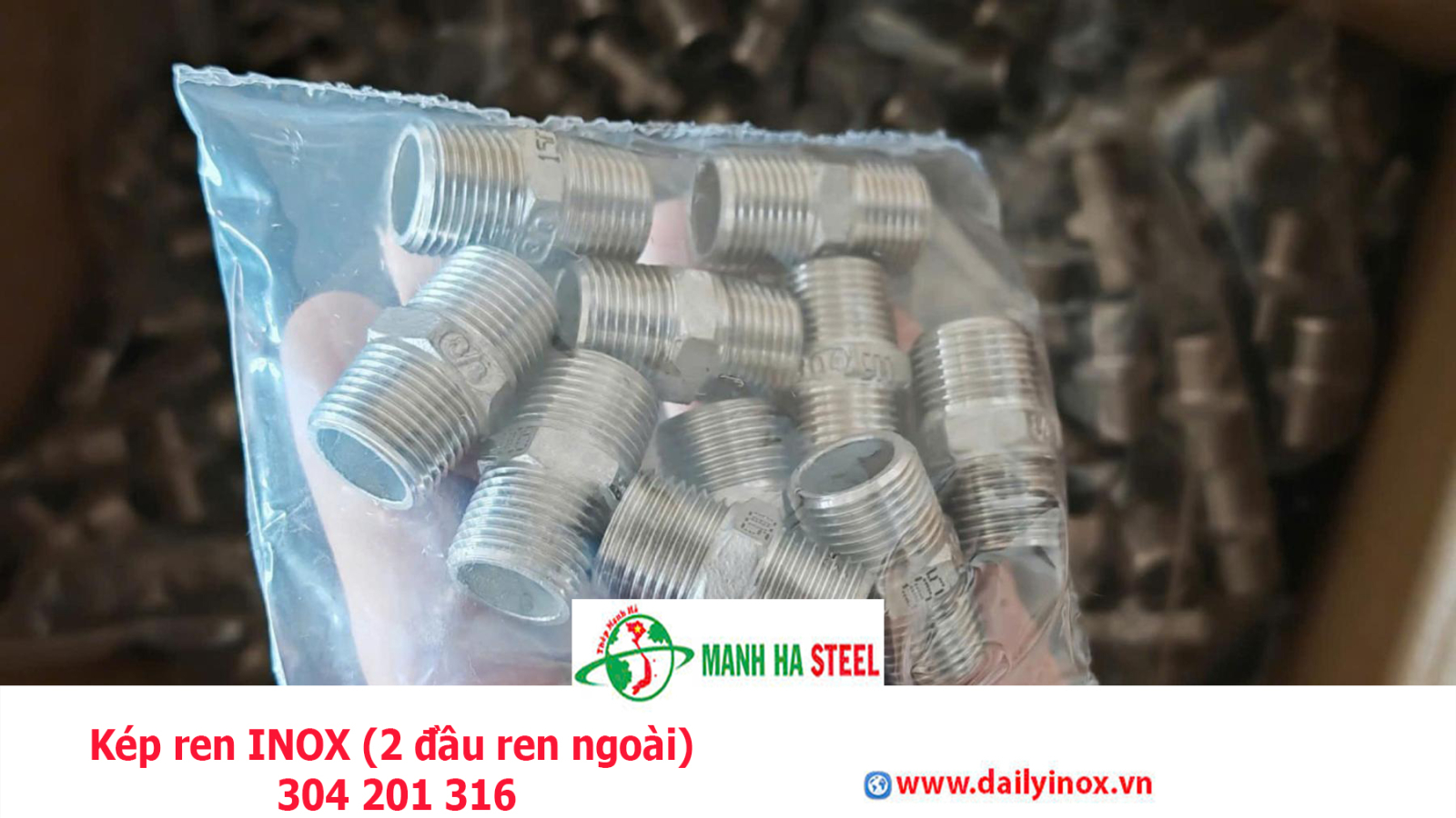 Kép ren INOX (2 đầu ren ngoài) 304 201 316