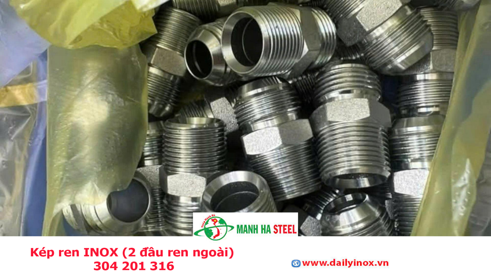 Kép ren INOX (2 đầu ren ngoài) 304 201 316