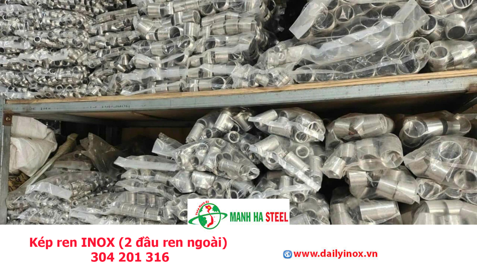 Kép ren INOX (2 đầu ren ngoài) 304 201 316