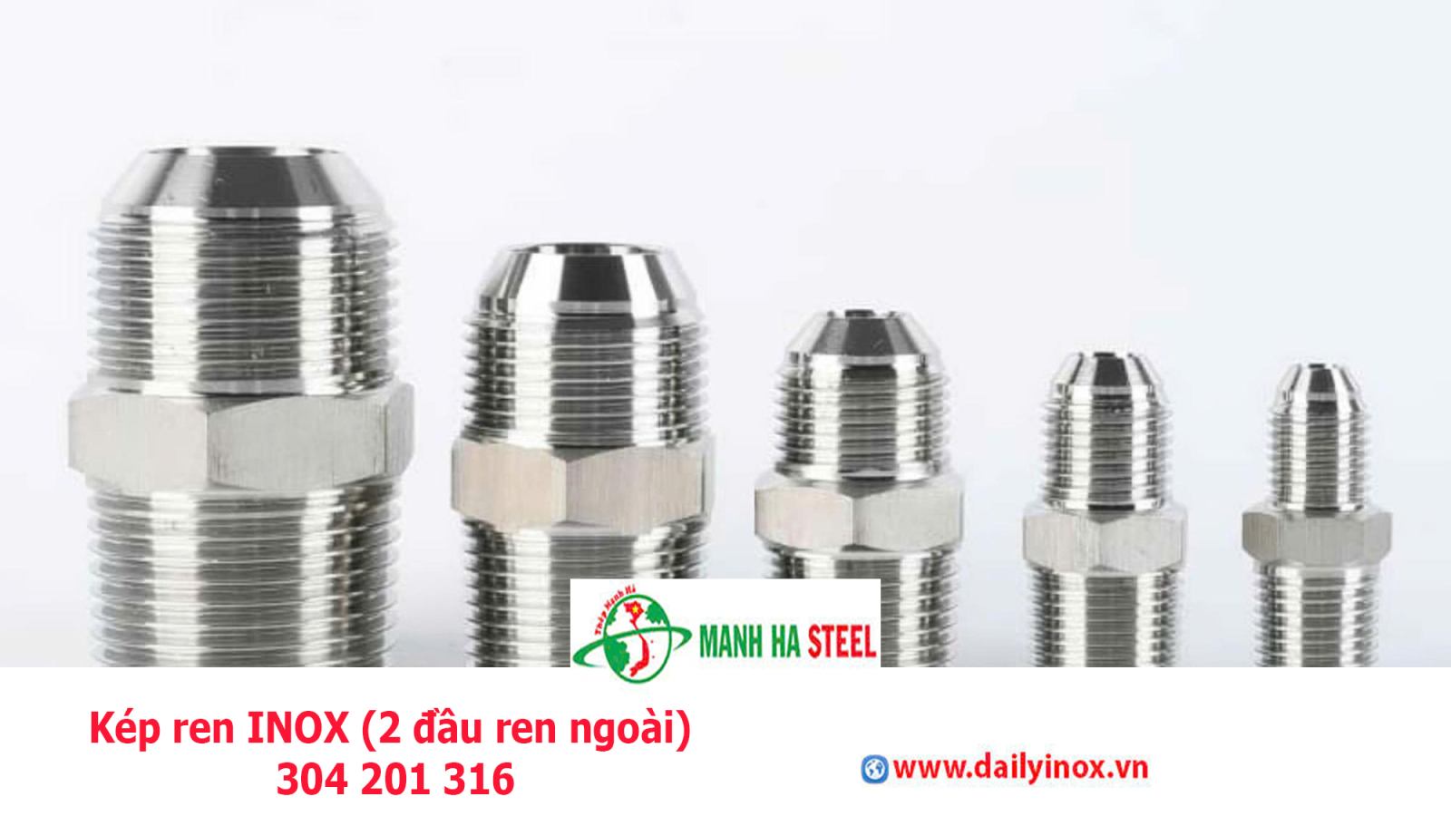 Kép ren INOX (2 đầu ren ngoài) 304 201 316