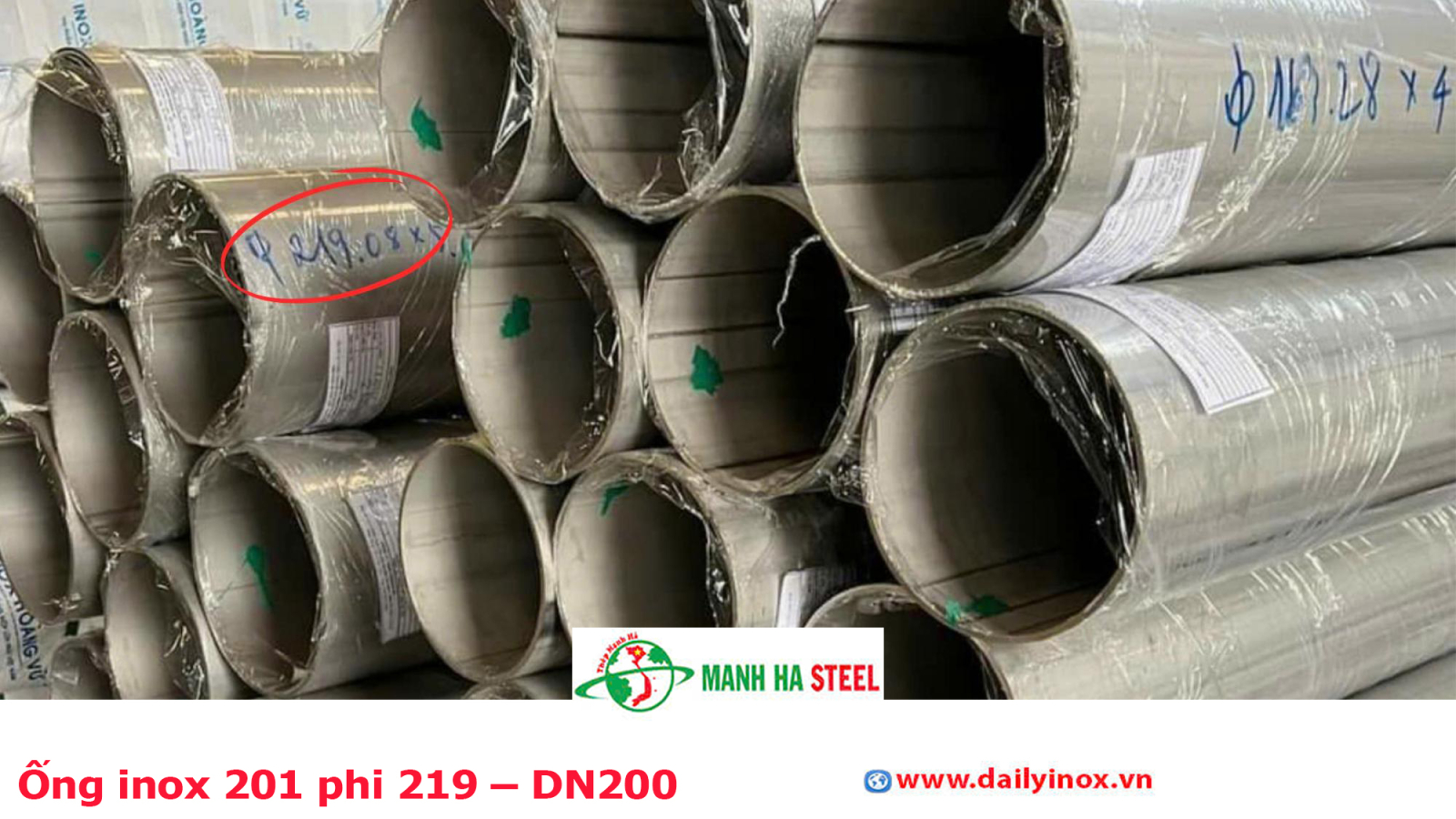 Ống đúc inox Trung Quốc 8 inch, Ống thép đúc inox Trung Quốc 219.1 mm (phi 219.1)