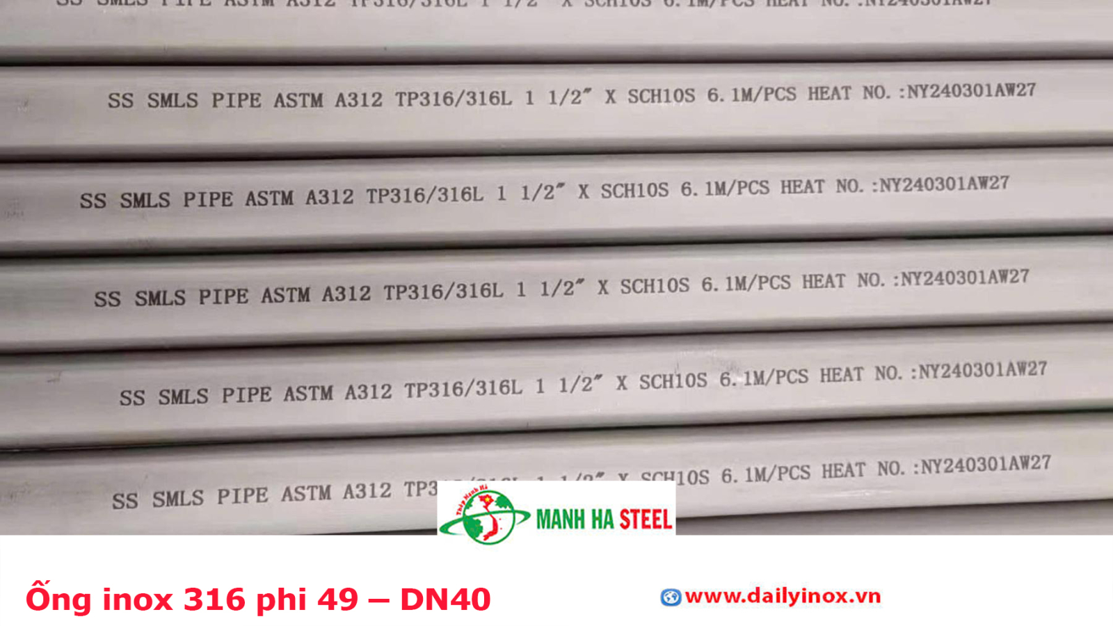 Bảng Báo Giá Ống inox 316 phi 49 – DN40