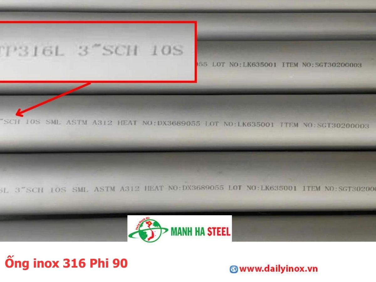 Bảng báo giá ống inox 316 Phi 90