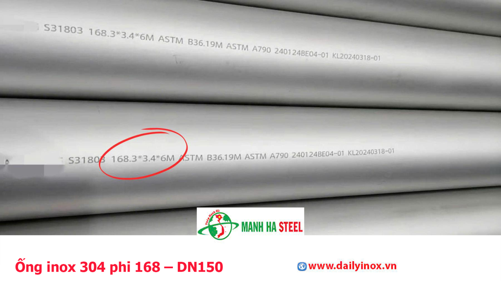 Bảng Báo Giá Ống inox 304 phi 168 – DN150