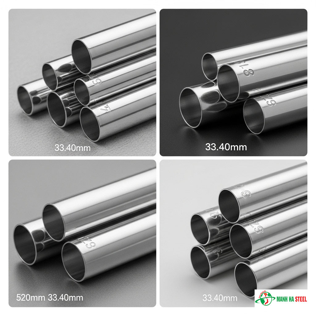 Ống inox trang trí 33.40 mm, Ống thép inox trang trí 33.40 mm (phi 33.40)