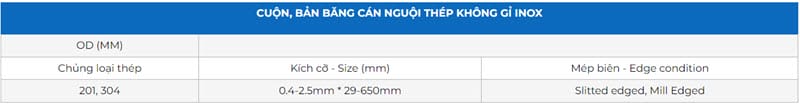 Bảng Báo Giá  Inox Hoàng Vũ
