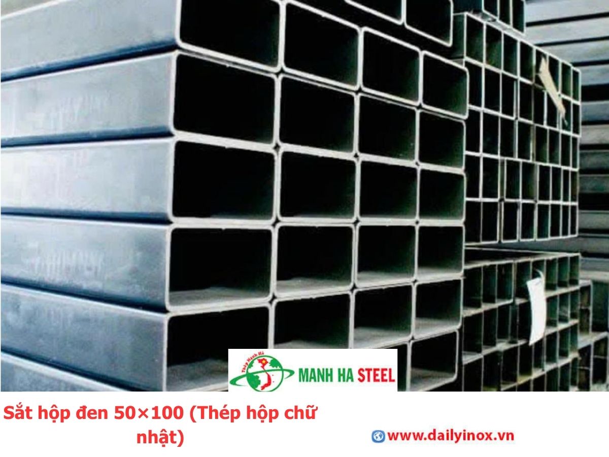 Sắt hộp đen 50×100 (Thép hộp chữ nhật)