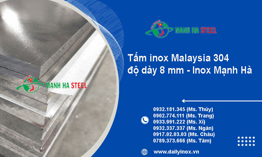 Tấm inox Malaysia 304 dày 8mm