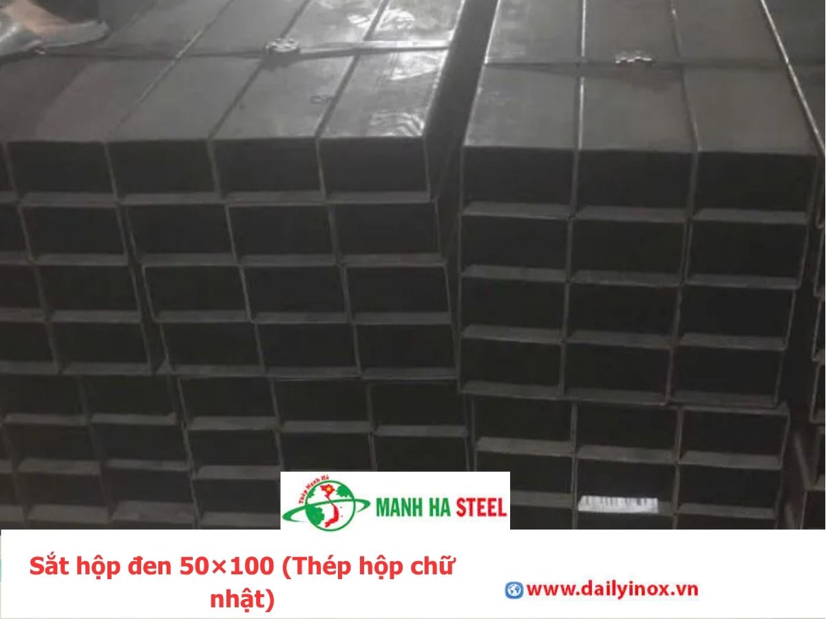 Sắt hộp đen 50×100 (Thép hộp chữ nhật)