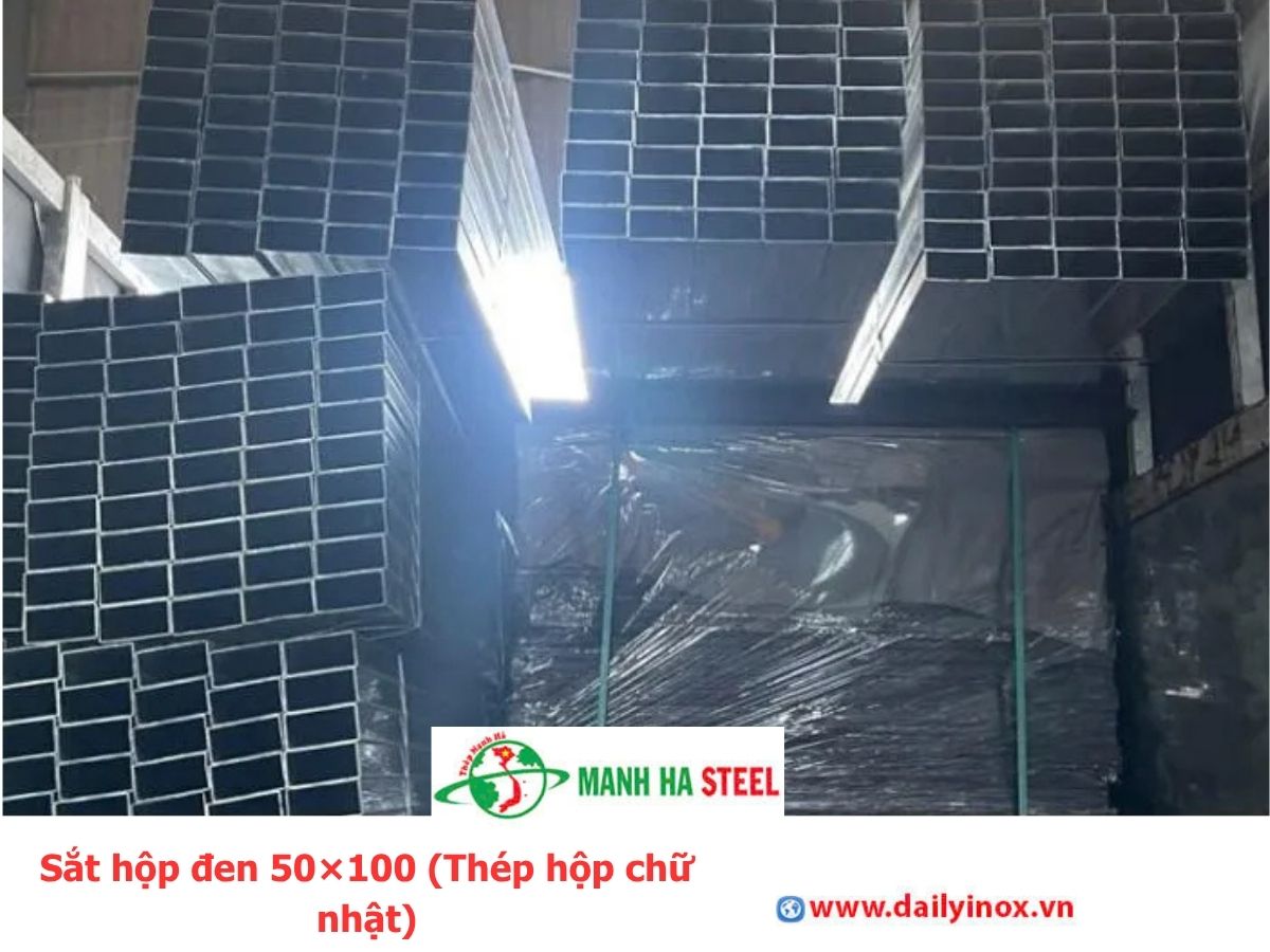 Sắt hộp đen 50×100 (Thép hộp chữ nhật)