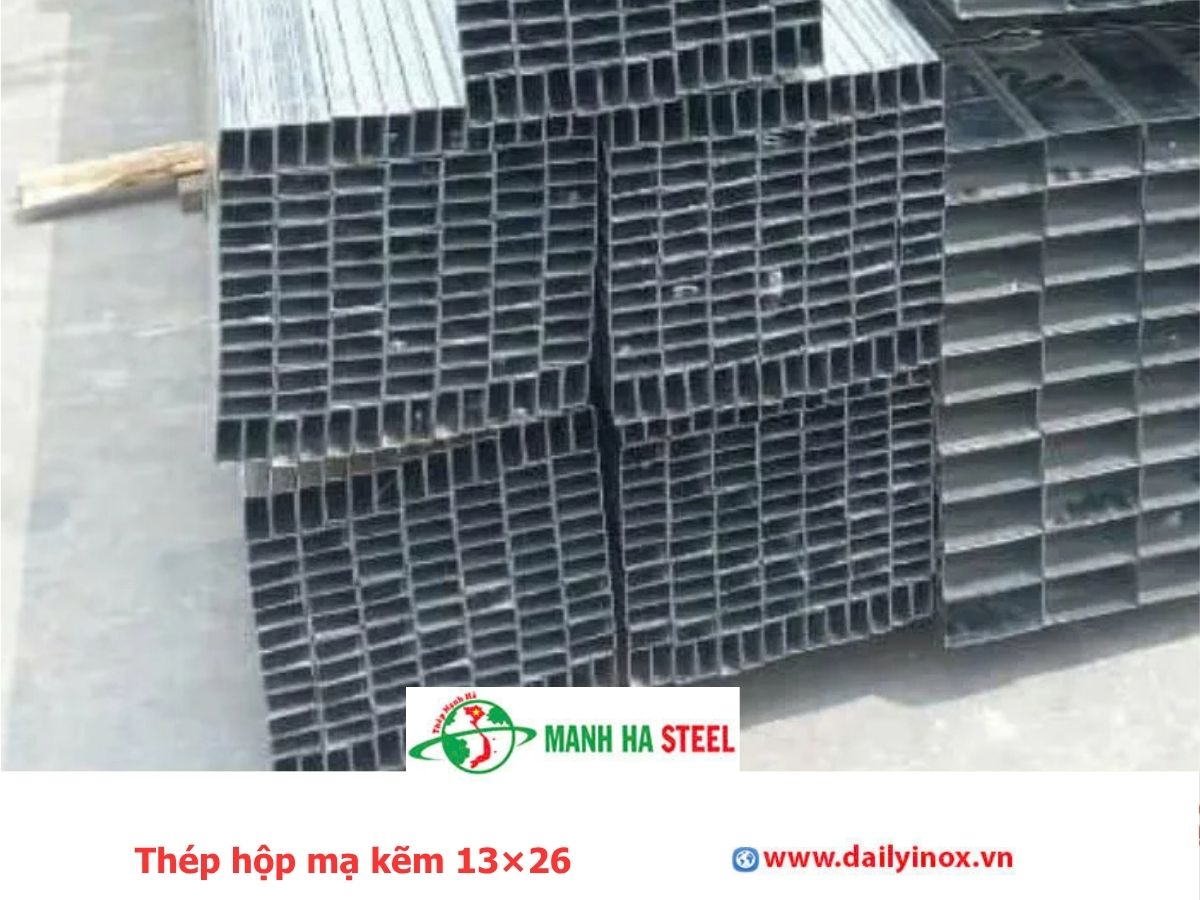 Thép hộp mạ kẽm 13×26