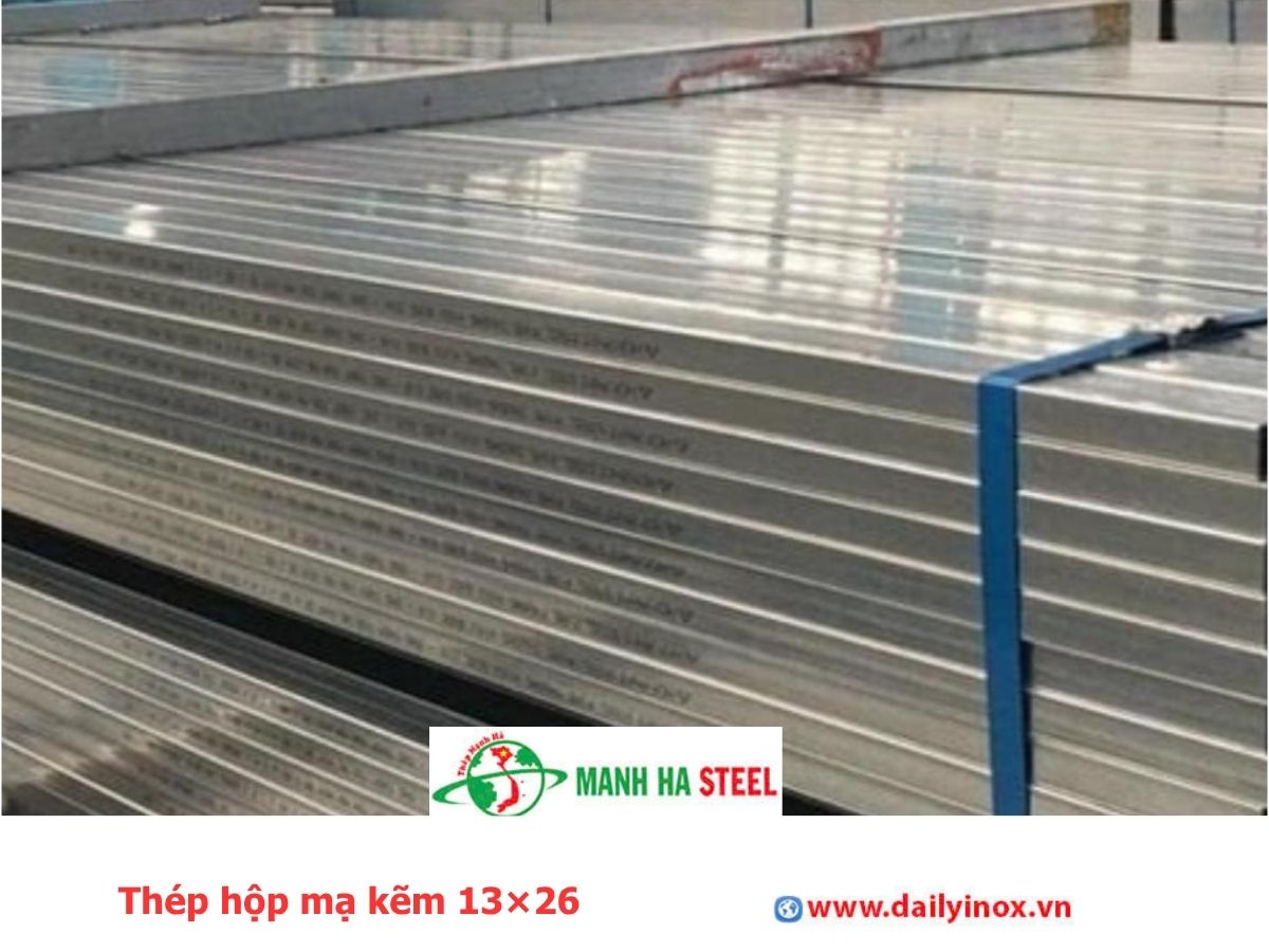 Thép hộp mạ kẽm 13×26
