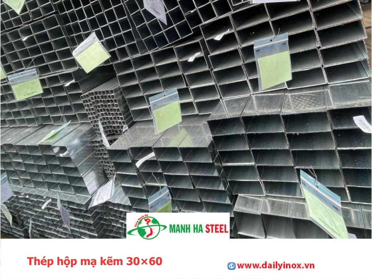 Thép hộp mạ kẽm 30×60