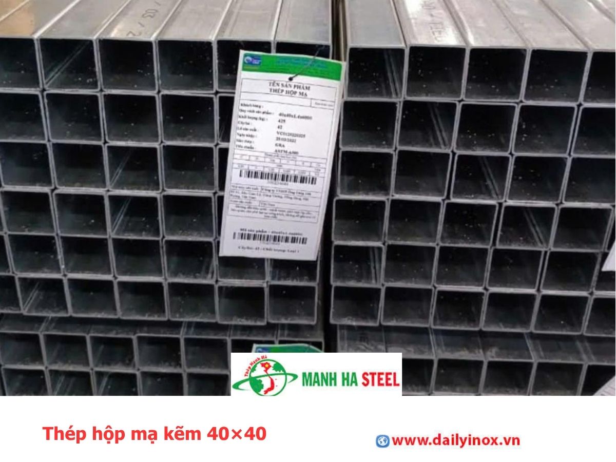 Thép hộp mạ kẽm 40×40
