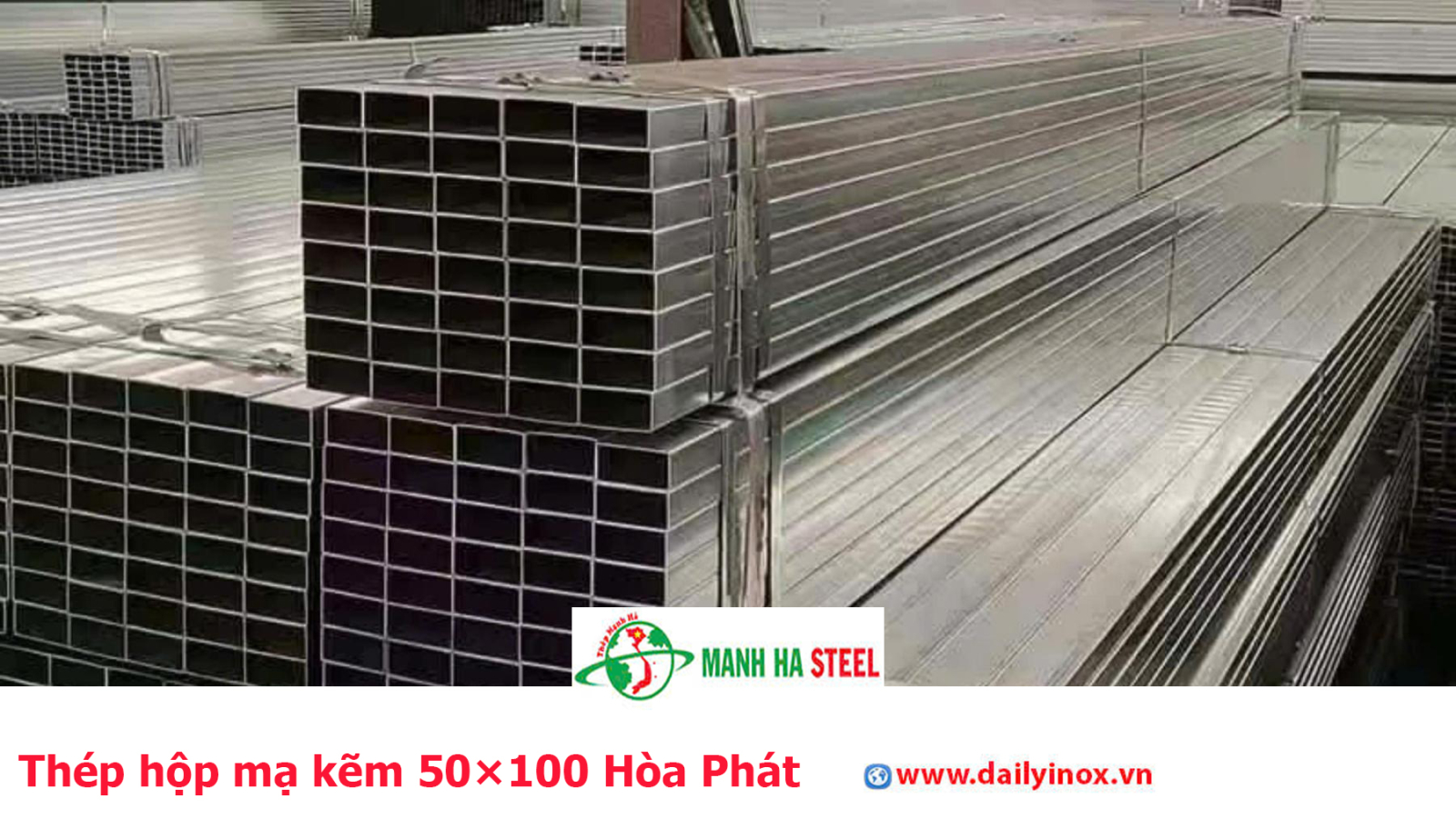 Thép hộp mạ kẽm 50×100 Hòa Phát