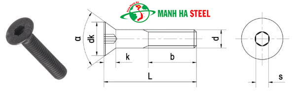Bảng Báo Giá Bu Lông Lục Giác Chìm Đầu Bằng (Đầu Côn) DIN 7991
