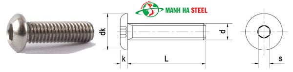 Bảng Báo Gá Bu Lông Lục Giác Chìm Đầu Cầu Inox 201, 304 (DIN 7380)