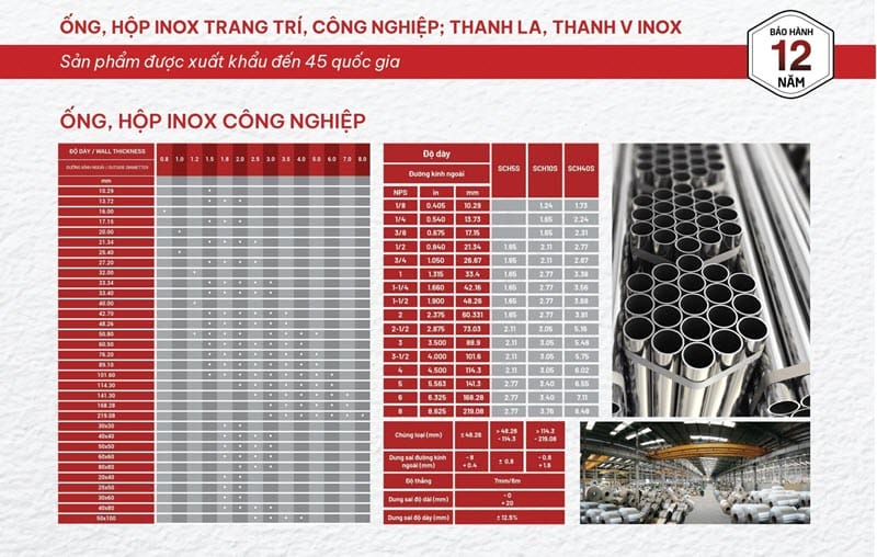 Hộp inox trang trí Sơn Hà 201, 304, 316, 403, 430, 410, 310, 420