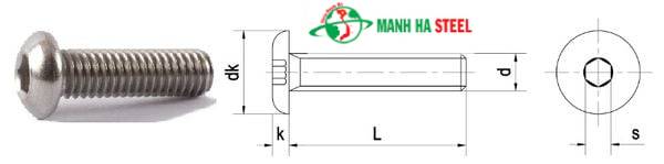Bulông lục giác chìm bằng inox 304