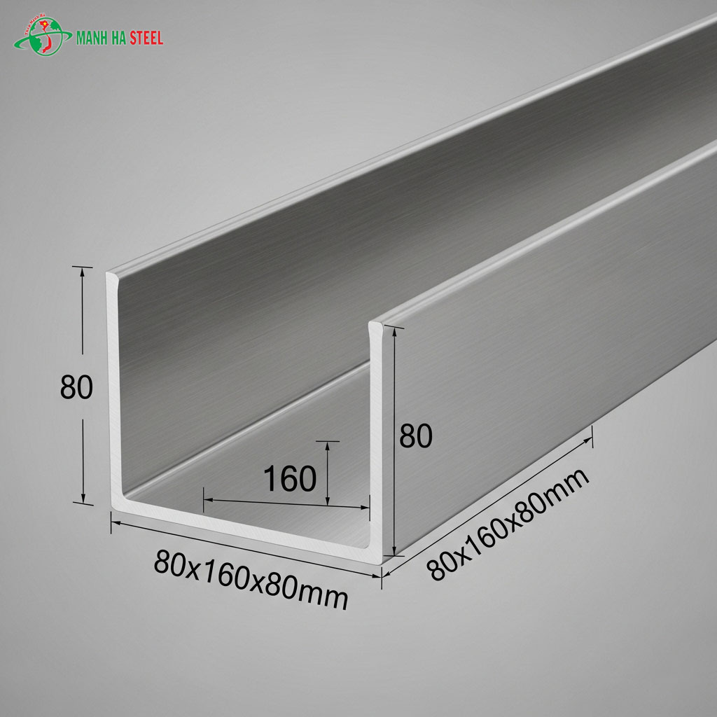 U inox dập chấn 80x160x80mm