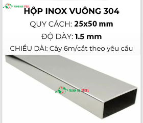 Hộp inox chữ nhật trang trí 25x50