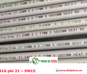 Bảng Báo Giá Ống inox 316 phi 21 – DN15