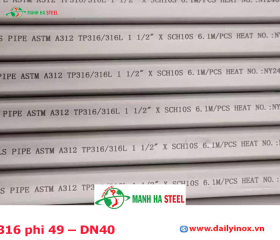 Bảng Báo Giá Ống inox 316 phi 49 – DN40