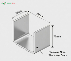 U inox dập chấn 75x150x75mm